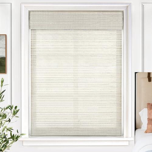 UNISHADES Cordless Bamboo Roman Shades for Windows, Blinds Size (33.5" W × 64" H) Colour (Light Filtering Greystone)