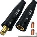 LC-40 Welding Cable Quick Connector Set, Black Male and Female Connectors for Welding Machine Leads, 1/0 and 2/0 Cable Size Capacity, 350 Amp Max Rating