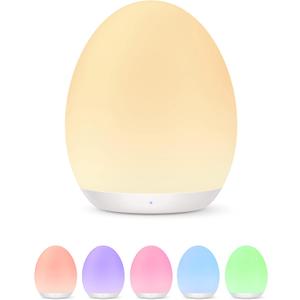 Night Light for Kids, Baby Night Light with 7 Colors Changing Mode & Stepless Dimming, Nursery Night Light BPA Free,Rechargeable Egg Night Light for Breastfeeding 1h Timer & Touch Control