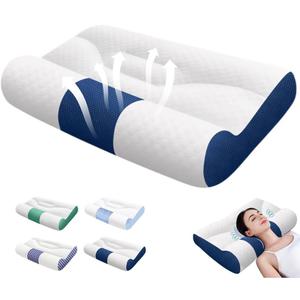 2025 New Ergonomic Goose Down Pillow, Cervical Support and Comfort Sleep Enhancing Pillow, Premium Goose Down with Cervical Memory Foam (#D, Small)