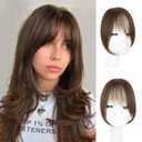 EINAEY Clip in Bangs – 100% Real Human Hair Fringe with Temples, Medium Brown French Bangs Hair Clip Hairpiece for Women, Natural Look, Easy Trim & Secure BB Clips for Daily Wear (4.15 x 3.35 x 1.97 inches)