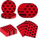 80PCS Ladybug Party Supplies Ladybug Paper Plates and Napkins Party Tableware for Girls Birthday Babyshower Decorations