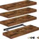 QEEIG Floating Shelves for Wall Bathroom Shelf Bedroom Kitchen Living Room Farmhouse Small Book Shelf 16 inch Set of 4, Brown 