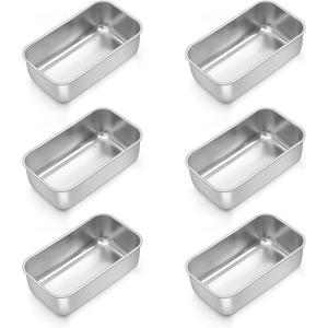TeamFar Mini Loaf Pan, 6 PCS Stainless Steel Loaf Pans for Baking Bread, 6.3 x 3.5 Inch Bread Baking Pan for Homemade Bread, Meatloaf, Cake and Brownies, Non-Toxic, Oven & Dishwasher Safe