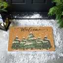 Winter-Welcome-Doormat Outdoor-Entrance Non-Slip Pine Trees Front Door Mat Seasonal Door Mat for Porch Farmhouse 17 x 29 Inch