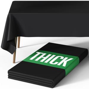 Pureegg Rectangle Table Cloth 60" x 84"  Durable Polyester Tablecloth Offers Reusable & Washable Protection, Ideal for Outdoor Party, Picnic, Wedding, Banquet and Birthday, 1 Pack, Black