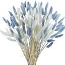 CISDUEO 120pcs Dried Bunny Tails Flowers Lagurus Ovatus Tail Dried Flowers Pampas Grass White and Gray Natural Dried Floral Arrangement for Boho Decor Home Wedding DIY Farmhouse Table Christmas (17")