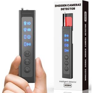 Hidden Camera Detector‌, Professional RF Signal Scanner, Bug Detector, Wireless Tracker Detector, Rechargeable Portable Hidden Camera Locator for Office, Hotel, and Travel Securit