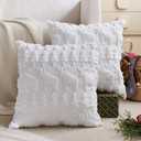 Christmas Trees Pillow Covers 18x 18 Inch Set of 2 Christmas Reindeer Shaped White Soft Faux Fur Throw Pillow Covers Xmas Winter Holiday Pillows Decorative Pillow Covers Cushion Cases for Sofa Couch