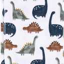 Gerber Unisex Baby 100% Cotton Flannel Receiving Blankets 30x30 Inches (Pack of 4), Dino Time, One Size