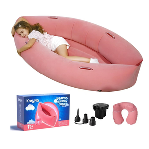 Sensory Chair Inflatable Peapod Canoe, 60" Sensory Pod Sitting for Autistic Children, ADHD Sensory Pea Pod with Neck Pillow, Electric Air Pump, Pink