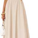 Women's Summer Sleeveless Halter Midi Dress 2025 Off Shoulder High Waist Swing Flowy Beach Long Dresses (Small, Apricot)