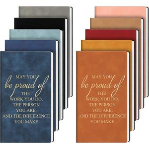 Fuutreo 10 Pcs Teacher Appreciation Week Gift Bulk for Employee Coworker Inspirational A6 Leather Notebook Thank You Journal Gift Bulk for Nurse Volunteer Team Staff Office School(Proud)