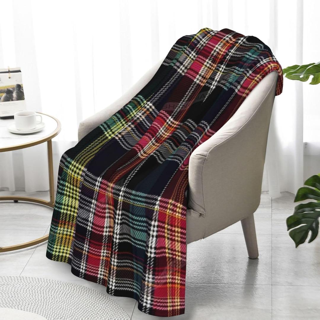 Twin Blanket for Bed 32X48 Inch Fuzzy Fluffy Soft Cozy Throw Blanket Colorful Plaid Pattern Blankets for Couch Bed Sofa (W4)