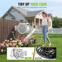 100ft Retractable Garden Hose Reel 1/2" with 10-Function Nozzle | Heavy Duty Water Hose, Slow Rewind & Any-Length Lock, 180° Swivel Wall Mount for Yard, Car Wash & Pet Shower, White