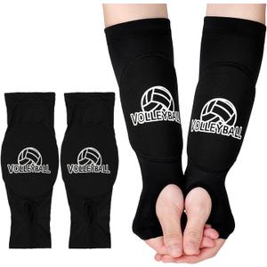 Volleyball Arm Sleeves, Passing Hitting Volleyball Passing Forearm Sleeves Protective Wrist Pads & Thumb Holes Volleyball Arm Guards Protection Gloves for Women Men Teen Youth(Black)