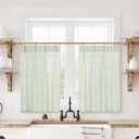Striped Kitchen Pinch Pleat Small Curtains with Hooks 30 Inch Length for Bathroom Windows,Sage Green (24"W x 30"L (Pack of 2))
