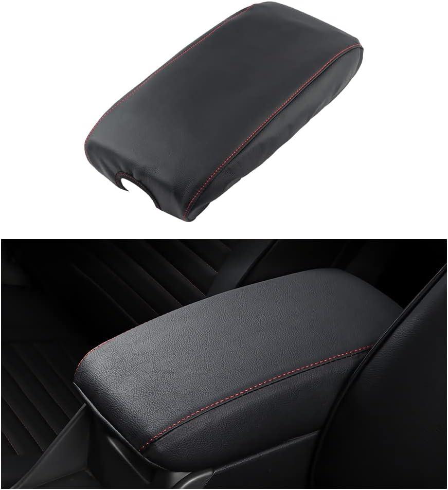 LECART Center Console Cover for Jeep Grand Cherokee Accessories 2022-2011 Car Armrest Cover Black Leather Red Stitches Auto Interior Anti-Scratch Protector Pad