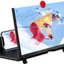 14" Screen Magnifier,3D HD Mobile Phone Magnifier Projector Screen Enlarger for Movies, Videos, and Gaming,Foldable Cell Phone Stand with Screen Amplifier,Supports All Smartphones (Black, 14inch)