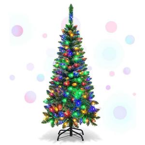 4FT Pre-Lit Artificial Pencil Christmas Tree With Led Lights. CM25009US-18