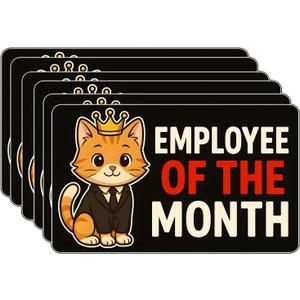 6Pcs Employee of The Month Sticker - Employee of The Month Bumper Sticker - 5"x3" Phone Stickers, Premium UV Printing  Vibrant & Long-Lasting Colors Laptop Stickers
