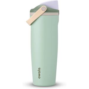 Owala FreeSip Sway Insulated Stainless Steel Water Bottle with Two-Way Spout, Built-In Straw and Bucket Handle, Made for Travel, School, and Sports, 30oz, BPA Free, Leak Proof, Eucalyptus