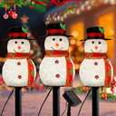Homemory 9 Pack Solar Christmas Snowman Pathway Lights Outdoor Decor, Waterproof Lights Stakes for Winter Yard, Patio, Backyard, Porch, Lawn (All Black)