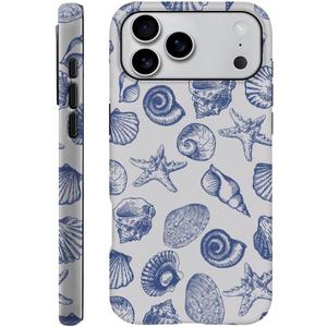 DAIZAG Case Compatible with iPhone 17 Pro Max,Fit Shockproof Cover for Women Girls,Cute Blue Seashell