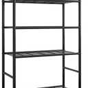 Sakugi Storage Shelves Organizer - 5 Tier Metal Shelf Organizer with Metal Wheels and Adjustable Leveling Feet, Heavy Duty Garage Shelving for Kitchen, Pantry and Closet, 33.1"x12.6"x73.5", Black