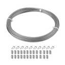 1/16 inch Stainless Steel Wire Cable,100FT,Aircraft Cable Wire Rope Marine Grade, Length 7x7 Strand Core with Aluminum Sleeves and Thimbles