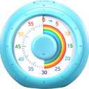 Visual Timer for Kids, 60-Minute Silent Countdown for Classroom, Home, Office, Kitchen, Rainbow Pattern Desk Timer, Time Management Tools with Silent Operation, Pomodoro Timer