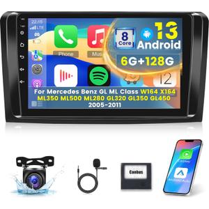 [8 Core 6G+128G] Car Radio for Mercedes Benz GL GL450 GL350 GL320 ML W164 X164 ML350 ML500 ML280 2005-2011, Android 13 Touch Screen Car Play Stereo, DSP 32 EQ/IPS Screen/Carplay/Android Auto