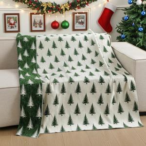 Hahafelt Chenille Throw Blanket Cute Soft Cozy Blanket Fuzzy Fluffy Fleece Throw for Couch Sofa Chair Bed Living Room Dorm Outdoor Woven Decorative Blankets Home Gift, 50 x 60''(Christmas Tree, Green)