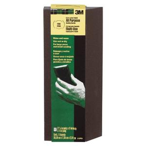 3M Sanding Sponge Block, Single Angle, Fine Grits, Extra Large, 2-7/8 in x 8 in, Designed For Sanding Wood, Paint, Metal, Plastic or Drywall, Features 3M Abrasive, Durable Flexible Foam (910PSA-12-CC), Pack of 2