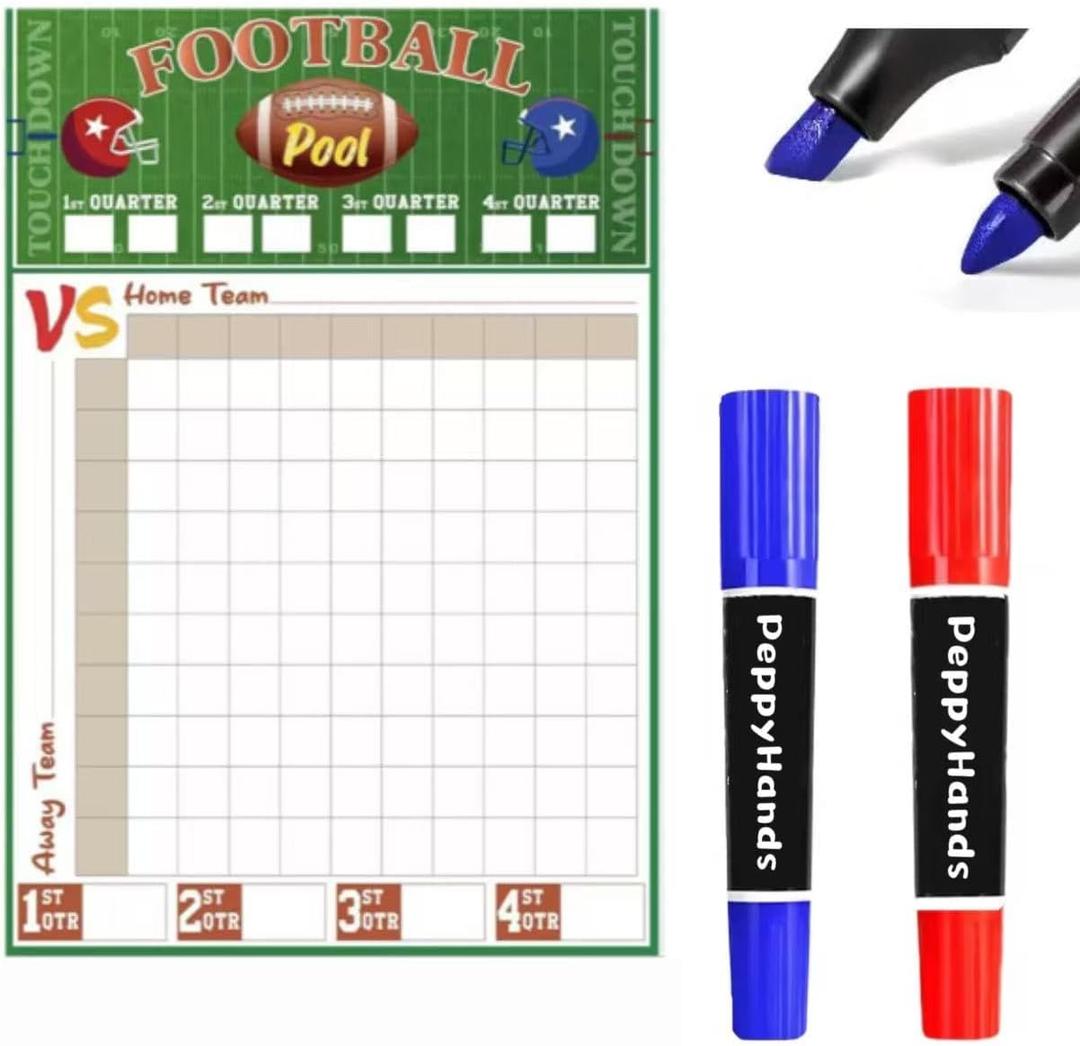 2 x Football Pool Poster, Football Party Decorations, 27.95X19.02 Inch, in Pool Football Poster for Football Games & Tailgate Party| Football Party Supplies for Birthday Decorations