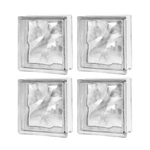 4 Packs-7.48"x7.48"x3.54" High Transparency Cloud and Mist Patterned Square Hollow Glass Brick - Used in Building Fields Such as Restaurant partitions,bathrooms,and for DIY Lighting fixtures etc