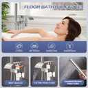 Waterfall Freestanding Bathtub Faucet, Floor Mount Bathroom Tub Filler Bath Shower Faucets with Handheld Sprayer, Brushed Nickel