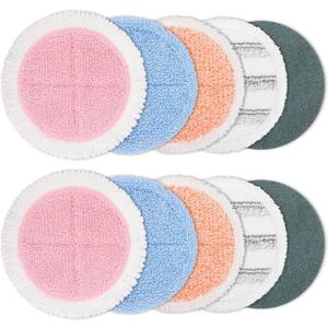 10 Pack Electric Mop Pads, 6.3/6 Inch Spin Power Mop Replacement Pads for bissell/alfabot/vmai/teko/eous/vm6/devoac/kactor/redkey/gobot/devoac/shark- Round Spinwave Spin Mop Pads for Floor Cleaning