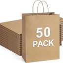 BagDream Gift Bags 10x5x13 50Pcs Brown Kraft Paper Gift Bags with Handles Bulk for Shopping, Merchandise, Retail, Grocery, Party Favor, Recycled Paper Sacks