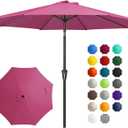 JEAREY 10FT Outdoor Patio Umbrella Outdoor Table Umbrella with Push Button Tilt and Crank, Market Umbrella 8 Sturdy Ribs UV Protection Waterproof for Pool, Garden (Rose Pink)