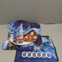 AZHM Christmas Shower Curtain Sets with Rugs Snowy Night Cottage and Christmas Tree Bathroom Sets 4PCS Santa Claus and Snowman Decor for Bathroom (Brown White)