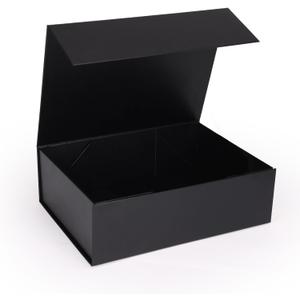 11x8x3.5 Inches Gift Box with Magnetic Closure Lid, Black Magnetic Boxes for Wedding, Groomsmen Bridesmaid Proposal, Birthdays, Mother's Day, 1 Pack