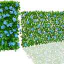 86 York Expandable Fence Privacy Screen Faux Ivy Decorative for Outdoor Garden Wall Patio Balcony, Artificial Hedge Lattice Fencing(Single Sided Leaves) (1, Hydrangea-Blue)