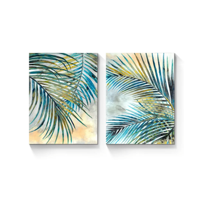 Tropical Leaves Pictures Wall Art: Abstract Palm Tree Prints Leaf Canvas Artwork Fern Botanical Watercolor Painting for Modern Living Room Bathroom Bedroom Ready to Hang, 18 x 24in
