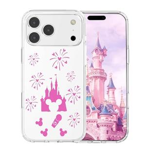 OCTT Case Designed for iPhone 17 Pro 6.3 Inch｜Cute Pink Castle Patterns｜Anti-Yellowing｜Shockproof｜Waterproof｜Protective Slim Clear Cover for Women Girl
