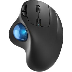 Nulea M501 Wireless Trackball Mouse, Rechargeable Ergonomic, Easy Thumb Control, Precise & Smooth Tracking, 3 Device Connection (Bluetooth or USB Receiver), Compatible for PC, Laptop, Mac, Windows