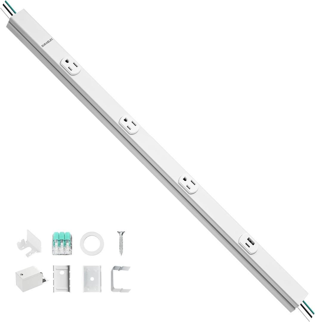 SURAIELEC 24 in Hardwired Under Cabinet Power Strip with USB-A & USB-C