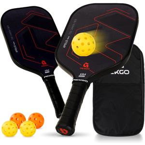 Pickleball Paddles,Fiberglass Pickleball Paddles Set of 2, Lightweight Pickleball Rackets with Pickleball Carrying Bag,for Beginners & Pros (T300&Orange Black)