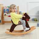 Kids Wooden Rocking Horse, Boy and Girs Ride-On Toy with Foot Pedal, 31.5*9.8*20.5