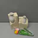 Ceramic Vase Bookends for Shelves, Modern Decorative Bookends with Flower Vase, Aesthetic Bookshelf Decor Book Ends with 2 Artificial Tulip Flowers